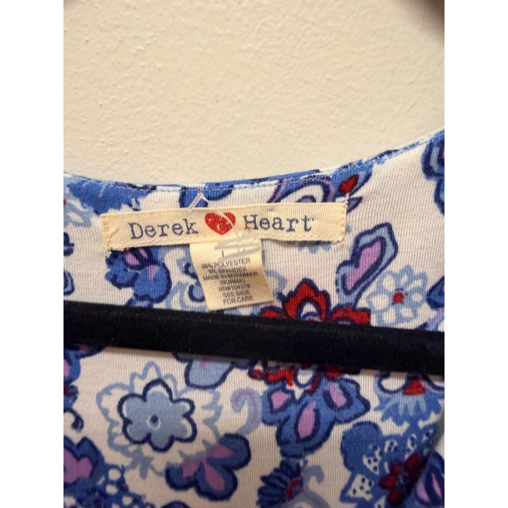 Derek Heart Blue Floral Boho Racerback Blouson Maxi Dress Large - Picture 4 of 5